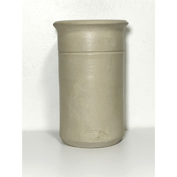 Williamsburg Pottery Vintage 1996 WPF Vase Utensil Holder Blue Flower VA Factory - Picture 2 of 8